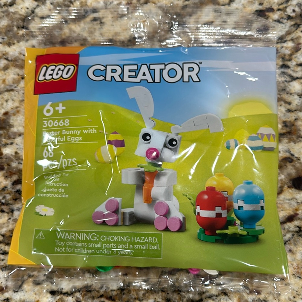 LEGO Easter Bunny with colorful eggs